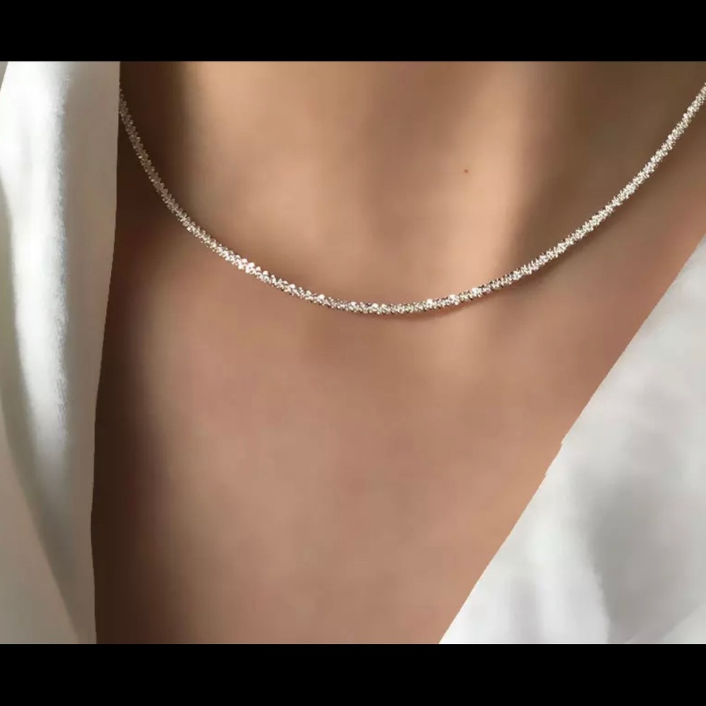 stainless steel super sparkle dainty necklace Crystal